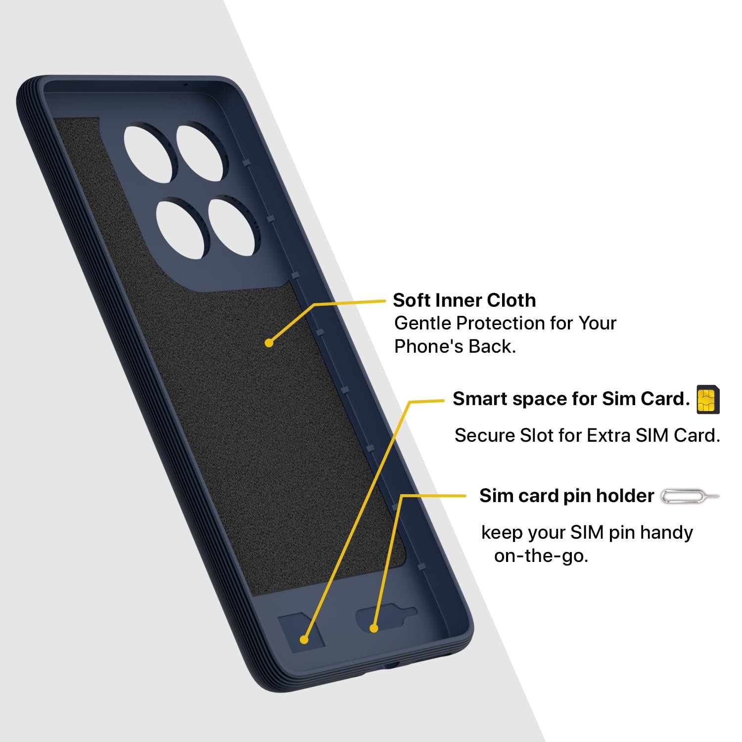 Pikkme Back Cover for Motorola Moto Edge 60 5G / Motorola Moto Edge 60 Fusion 5G Soft Grip 3D Hexa Cube Texture Silicone Bumper Case (Blue) - Image 6