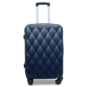 AMERICAN TRAVELLER TourisDiamon Trolley Bag | Durable ABS Hard Shell Luggage | TSA-Type Lock | 8 Dual Spinner Wheels | Telescopic Handle | Travel Suitcase | Trolley Bag Set (24, Navy Blue)