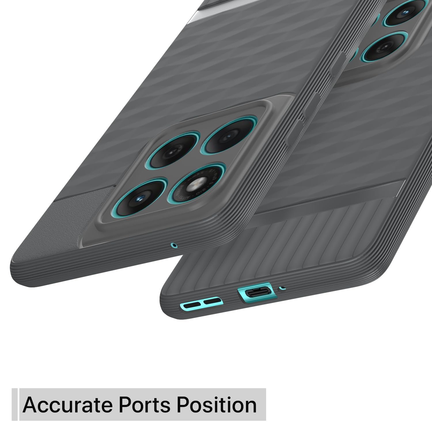 Pikkme Back Cover for Motorola Moto Edge 60 5G / Motorola Moto Edge 60 Fusion 5G Soft Grip 3D Hexa Cube Texture Silicone Bumper Case (Grey) - Image 4