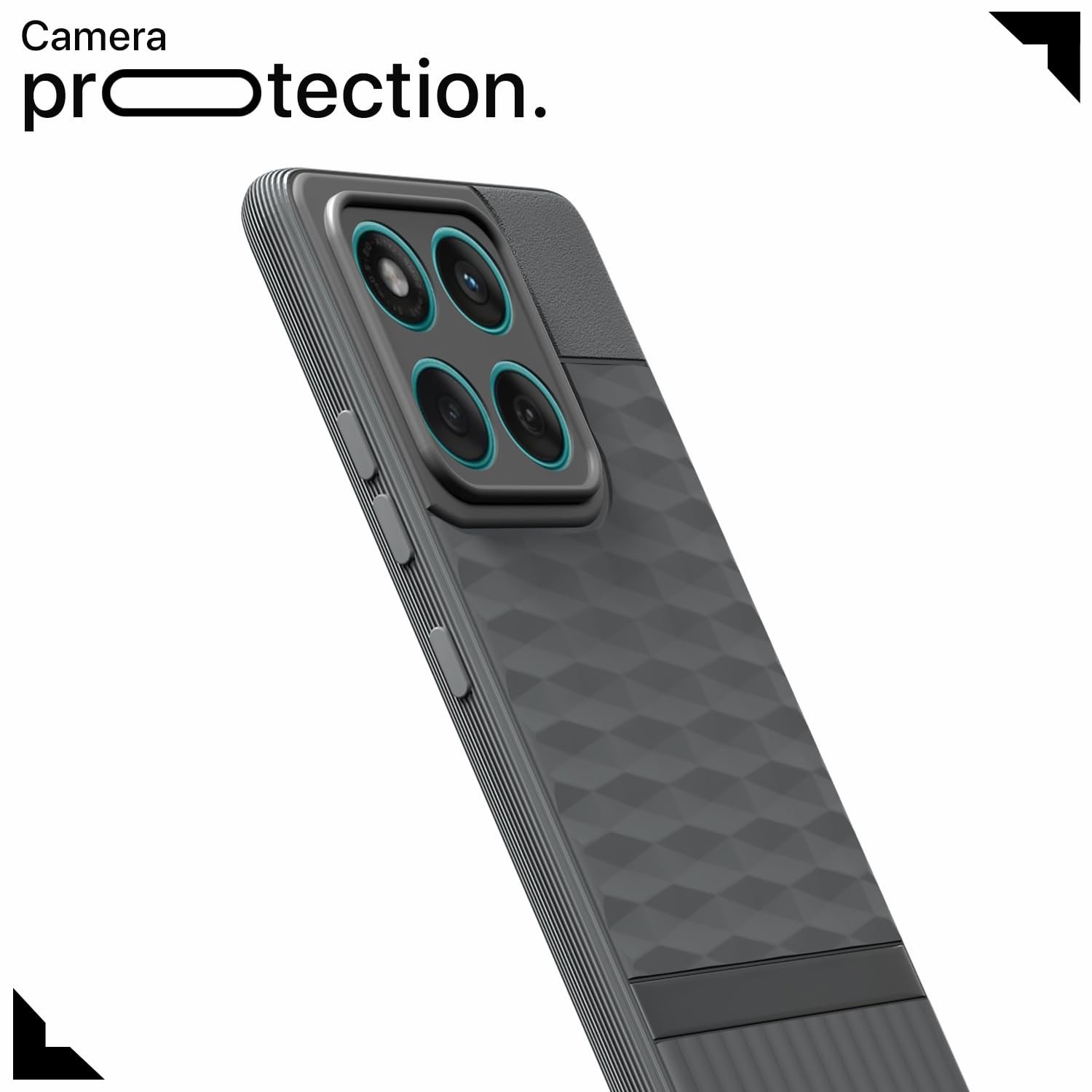 Pikkme Back Cover for Motorola Moto Edge 60 5G / Motorola Moto Edge 60 Fusion 5G Soft Grip 3D Hexa Cube Texture Silicone Bumper Case (Grey) - Image 5