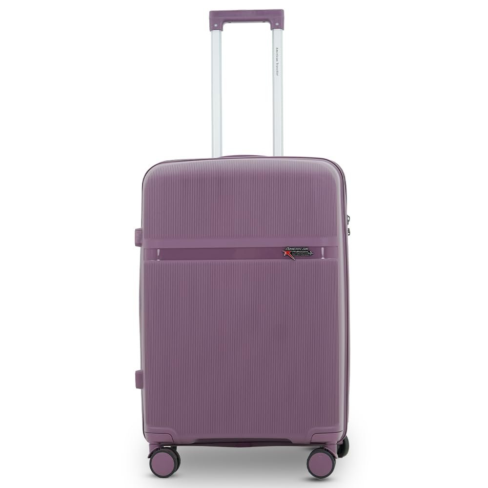 AMERICAN TRAVELLER Touris Fly Luggage Trolley Bag | Suitcase for Travel | Lightweight | Durable Polypropylene Hard Shell | 360° Spinner Wheels | TSA-Type Lock (28, Purple)