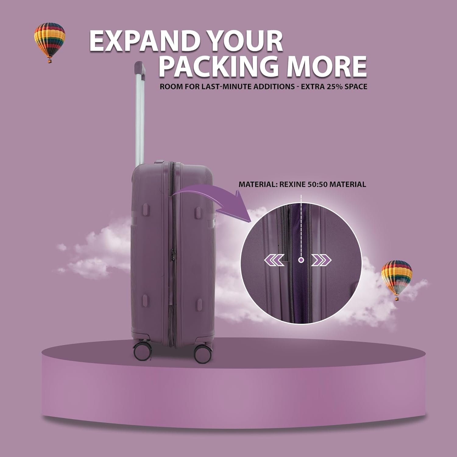 AMERICAN TRAVELLER Touris Fly Luggage Trolley Bag | Suitcase for Travel | Lightweight | Durable Polypropylene Hard Shell | 360° Spinner Wheels | TSA-Type Lock (28, Purple) - Image 7