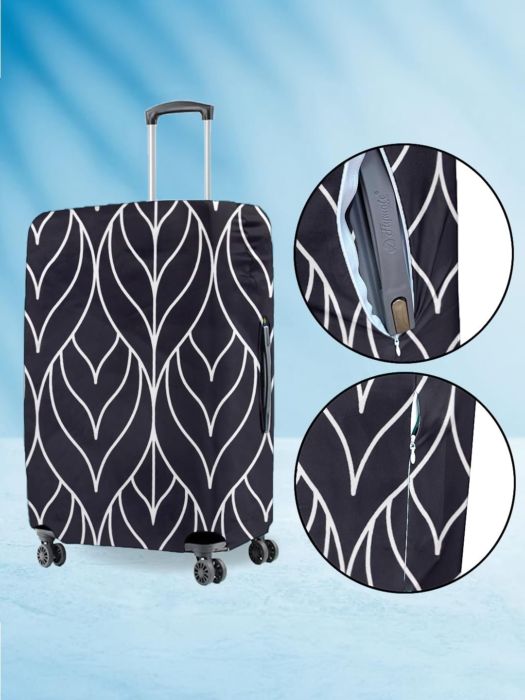 Cortina Abstract Design Travel Suitcase Protective Cover|Medium|Fits 22"-26" Luggage|Eco-Friendly|Polyester-Spandex|65cm (24 inch)|Luggage Protectors|Anti Scratch|Pack of 1|Black 1 - Image 2