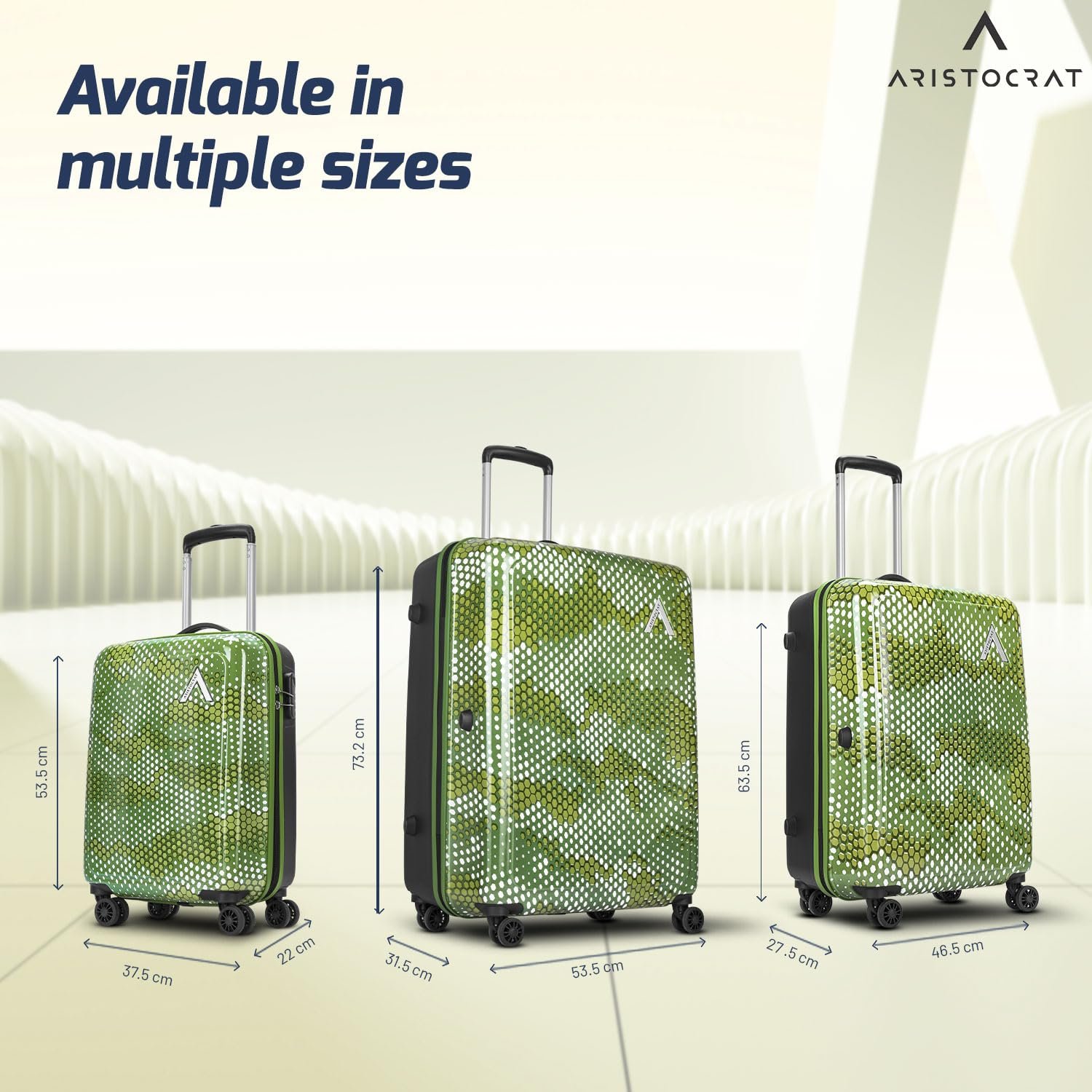 Aristocrat Combat Check-in Trolley Bag, 73 Cm Large Hardside Luggage | 8 Wheels, Combination Lock | Polycarbonate | 5 Year International Warranty | Green - Image 6