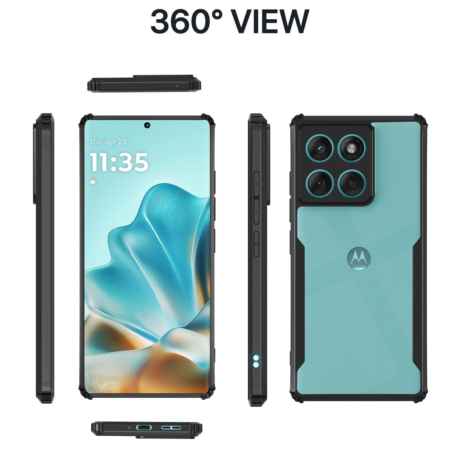 Moto Edge 60 Fusion 5G Back Cover Case | Ultra Hyrbid | Full Camera Protection | Raised Edge | Crystal Clear Transparent Bumper Case (Black) - Image 3