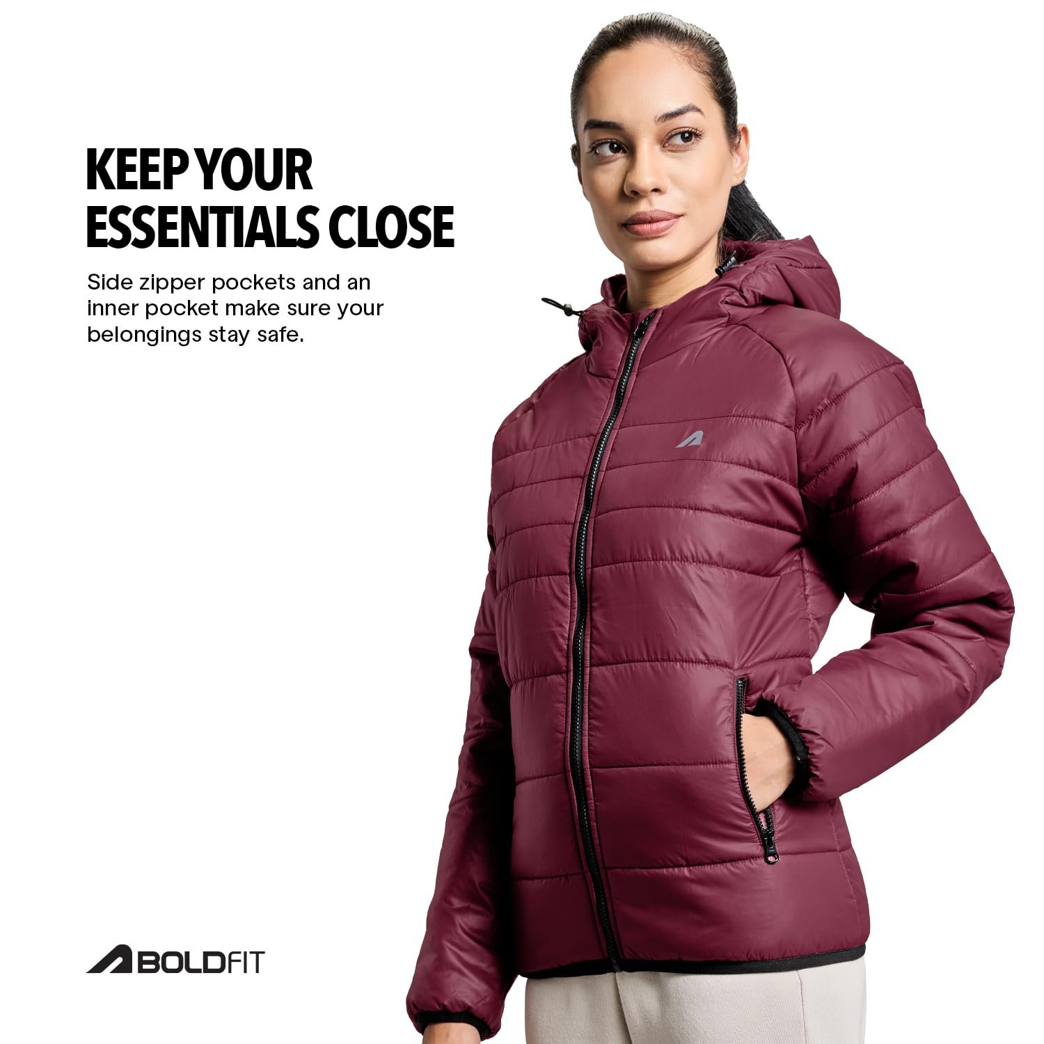 Boldfit jacket for woman puffer winter jacket for woman standard length jackets for women stylish latest hooded winter wear jackets for women cozy jerkins for ladies - Image 6
