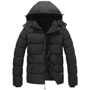 Pomo-Z Men’s Casual Puffer Jacket, Removable Hood