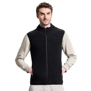 Boldfit Sleeveless Full Zipper Jacket For Men & Boys High Neck Fleece Winter Jackets For Men Thermal Insulation Mens Jacket Anti Pilling Winter Wear For Men Sleeveless Winter Jacket For Men Black