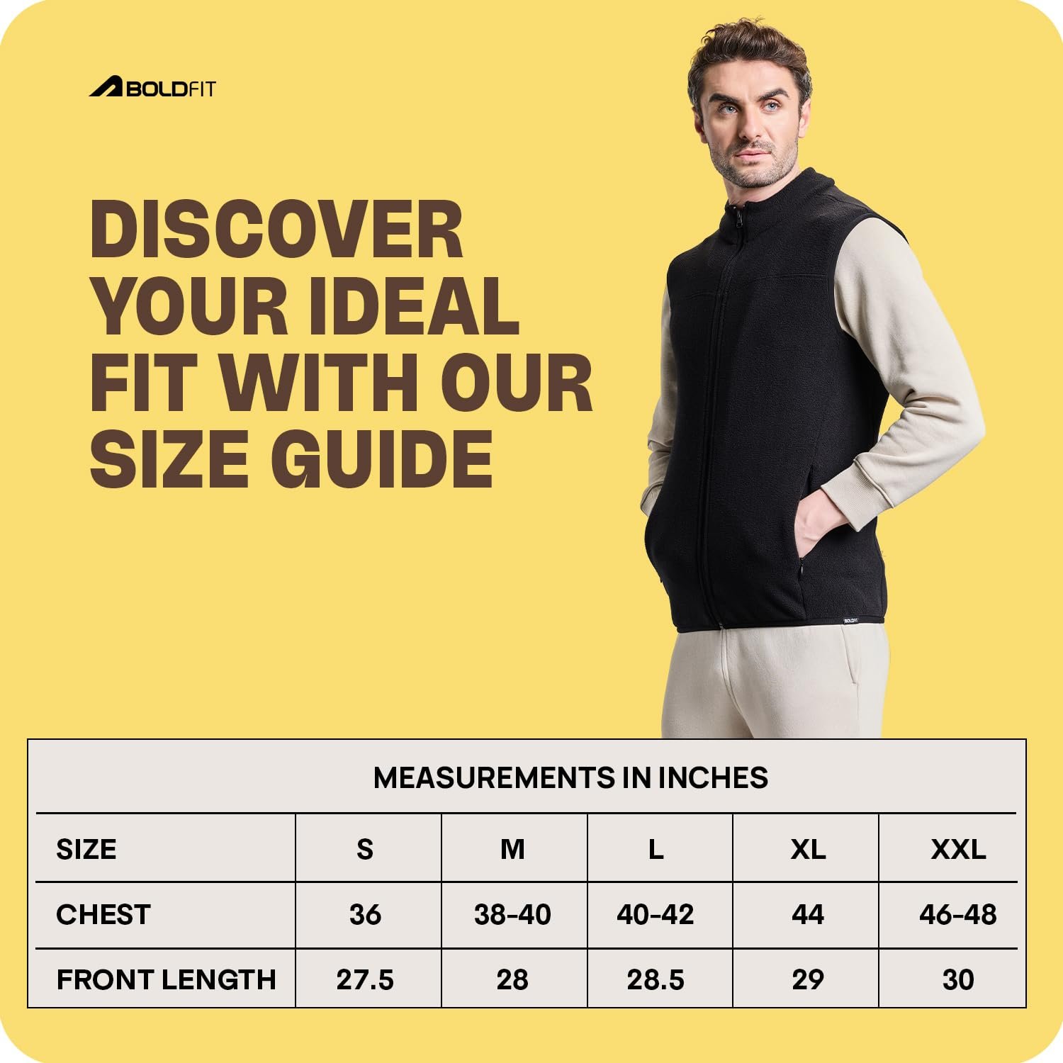 Boldfit Sleeveless Full Zipper Jacket For Men & Boys High Neck Fleece Winter Jackets For Men Thermal Insulation Mens Jacket Anti Pilling Winter Wear For Men Sleeveless Winter Jacket For Men Black - Image 2