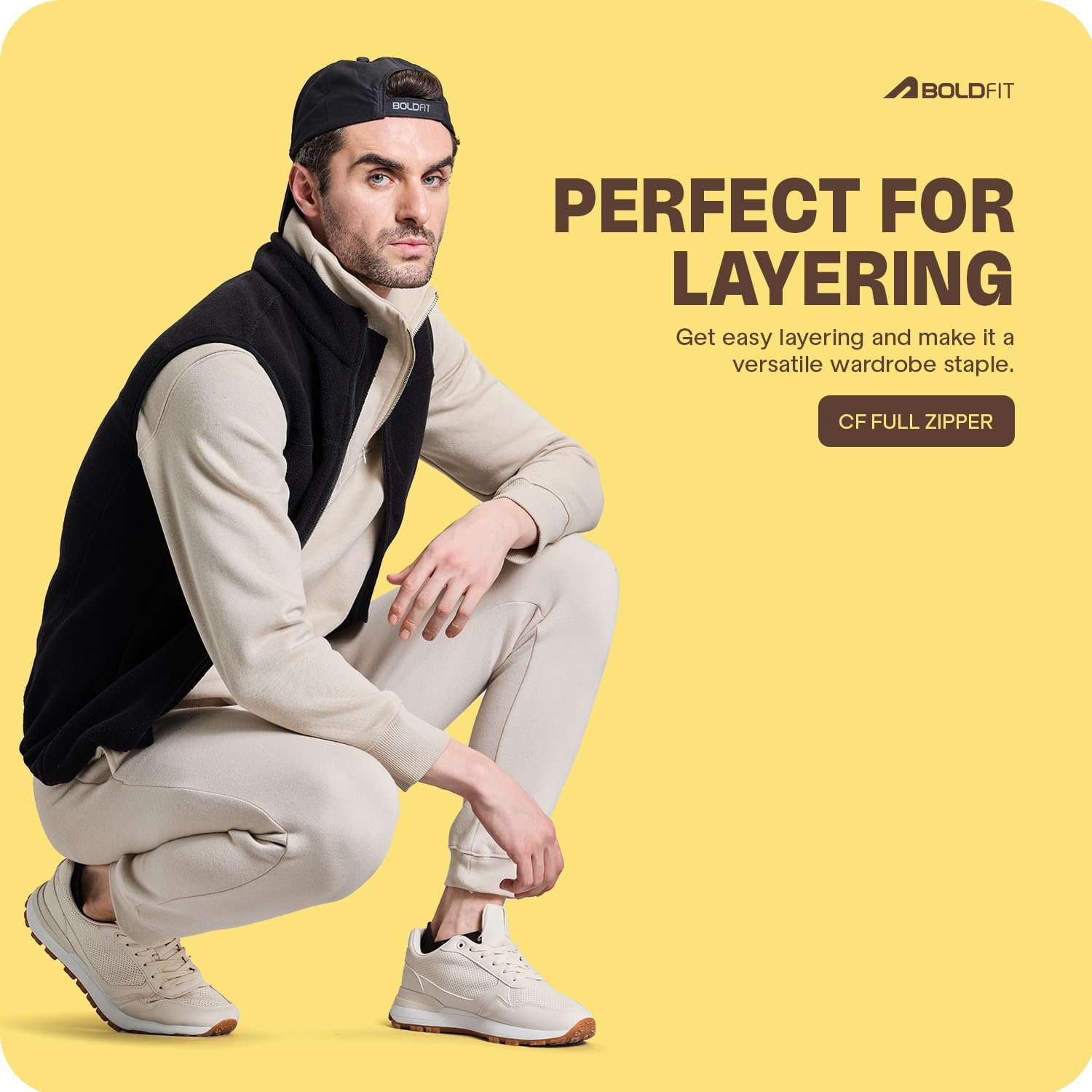 Boldfit Sleeveless Full Zipper Jacket For Men & Boys High Neck Fleece Winter Jackets For Men Thermal Insulation Mens Jacket Anti Pilling Winter Wear For Men Sleeveless Winter Jacket For Men Black - Image 4