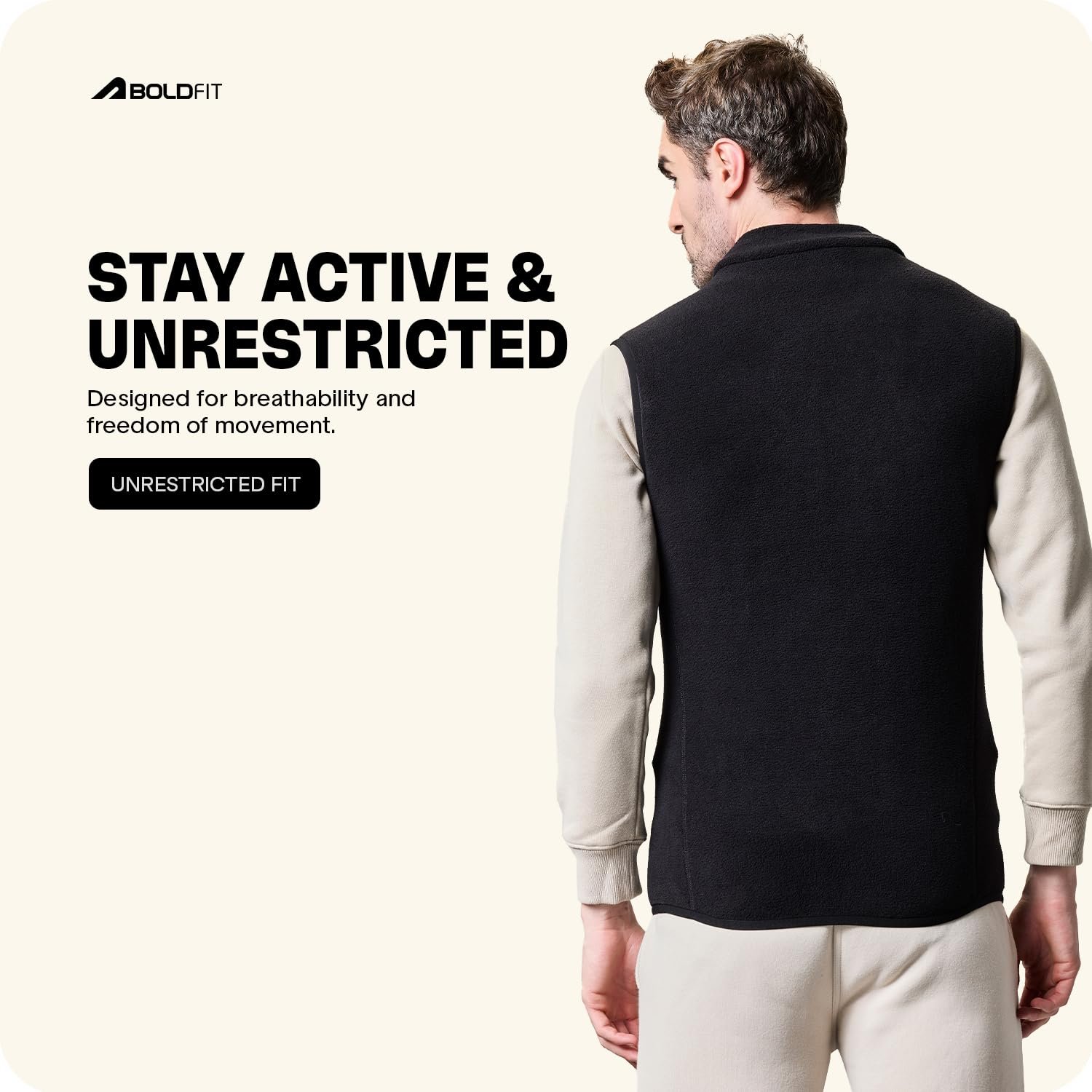 Boldfit Sleeveless Full Zipper Jacket For Men & Boys High Neck Fleece Winter Jackets For Men Thermal Insulation Mens Jacket Anti Pilling Winter Wear For Men Sleeveless Winter Jacket For Men Black - Image 6