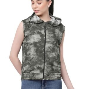 UZARUS Women’s Standard Length Polyester Sleeveless Hooded Training Sports Gym Jacket