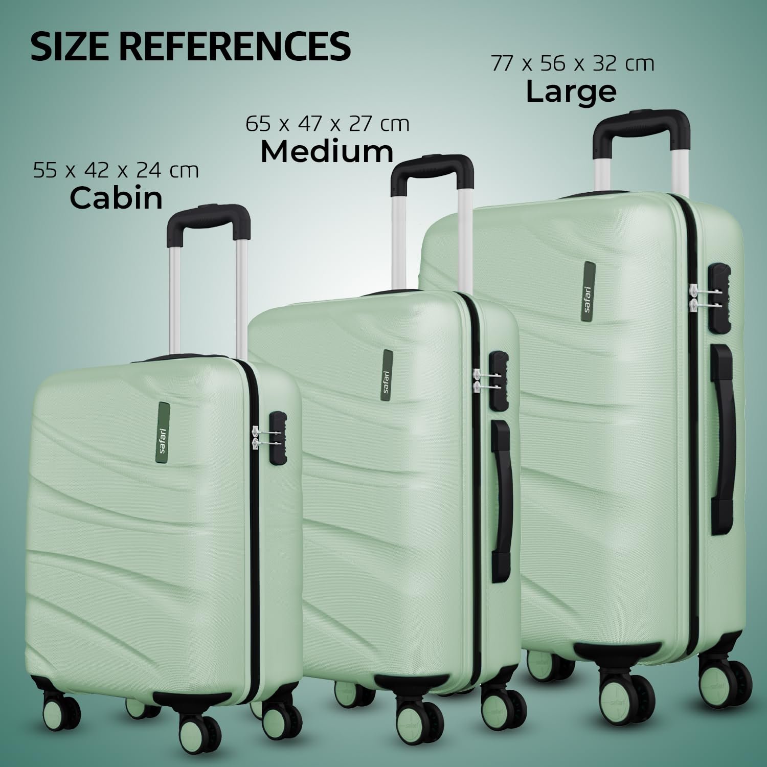 Safari Large Persia 8 Wheels 77cm Checkin Trolley Bag Hard case Polycarbonate 360 Degree Wheeling System Luggage, Travel Bag, Suitcase for Travel, Trolley Bags for Travel, Jade Green - Image 6