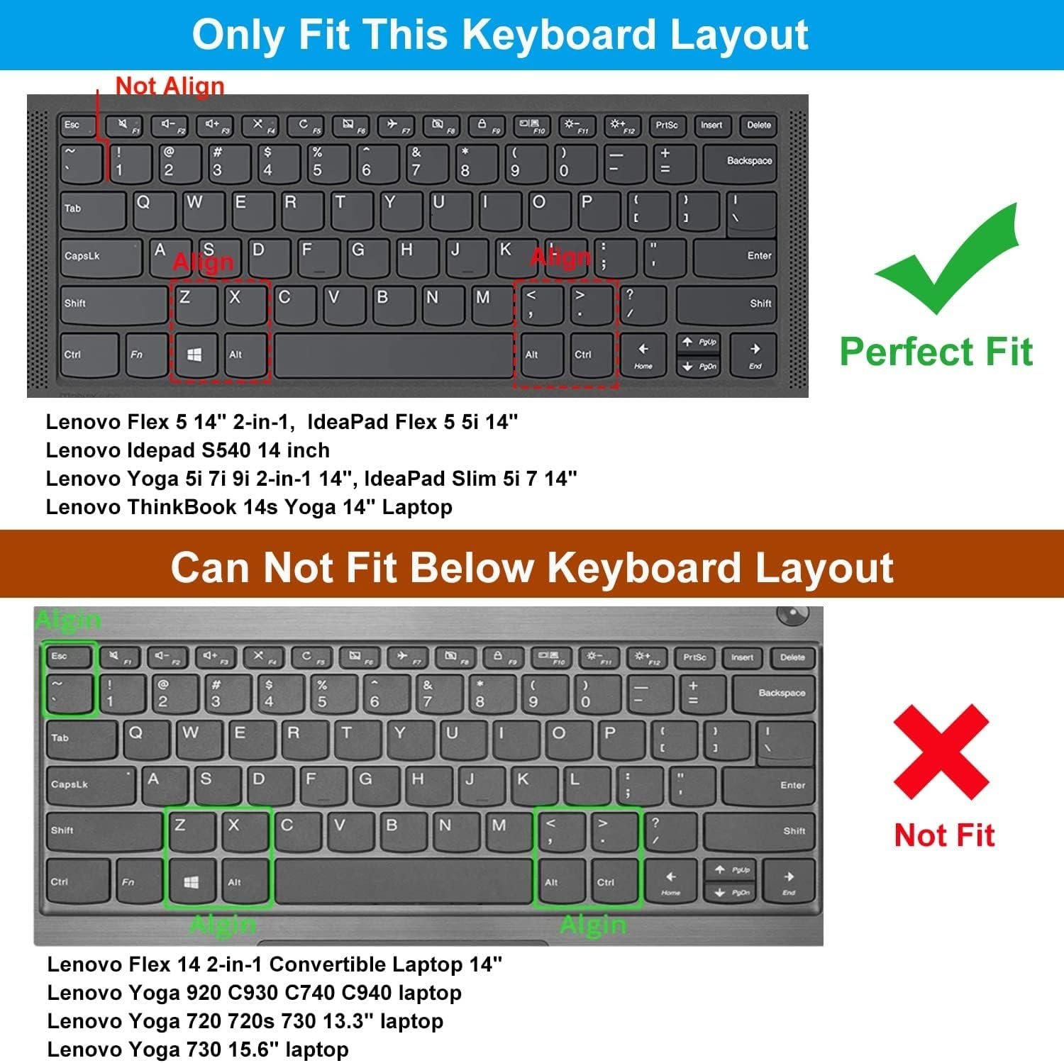 Oaky Keyboard Protector Cover for 2021 2020 Lenovo Flex 5 5i 14", Ideapad 5 14",Silm 7 9 14", Yoga 5i 7i 9i 14 14s 7 Pro, IdeaPad Slim 5i 7i Pro, ThinkBook 14 14s G2 G3 - Silicon Black - Image 8