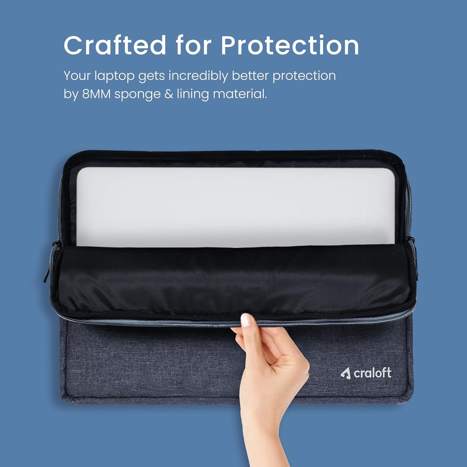 Craloft 14 Inch Laptop Sleeve Cover Bag with Charger Pouch – Water-Resistant Case for MacBook, Dell, HP, Lenovo – Ideal for Office & Travel Use - Image 3
