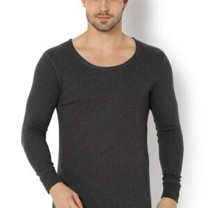 Van Heusen Men Thermal Top – Cotton Viscose Blend – Anti Bacterial, Low Neck, Full Sleeve _71002_Charcoal Melange_M