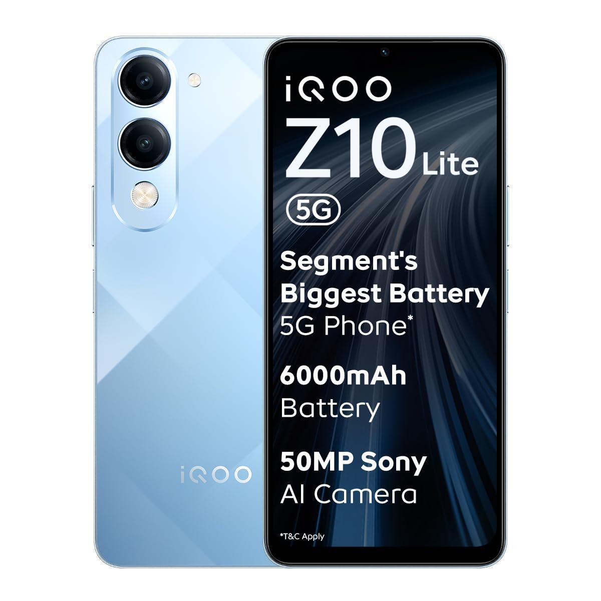 iQOO Z10 Lite 5G (Titanium Blue, 8GB RAM, 256GB Storage) | 6000 mAh Battery | Dimensity 6300 5G Processor with 433K+* AnTuTu Score | IP64 Rated & Military Grade Shock-Resistance