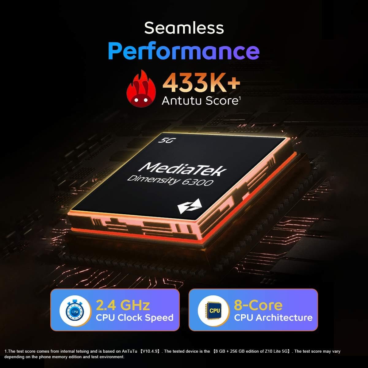 iQOO Z10 Lite 5G (Titanium Blue, 8GB RAM, 256GB Storage) | 6000 mAh Battery | Dimensity 6300 5G Processor with 433K+* AnTuTu Score | IP64 Rated & Military Grade Shock-Resistance - Image 4