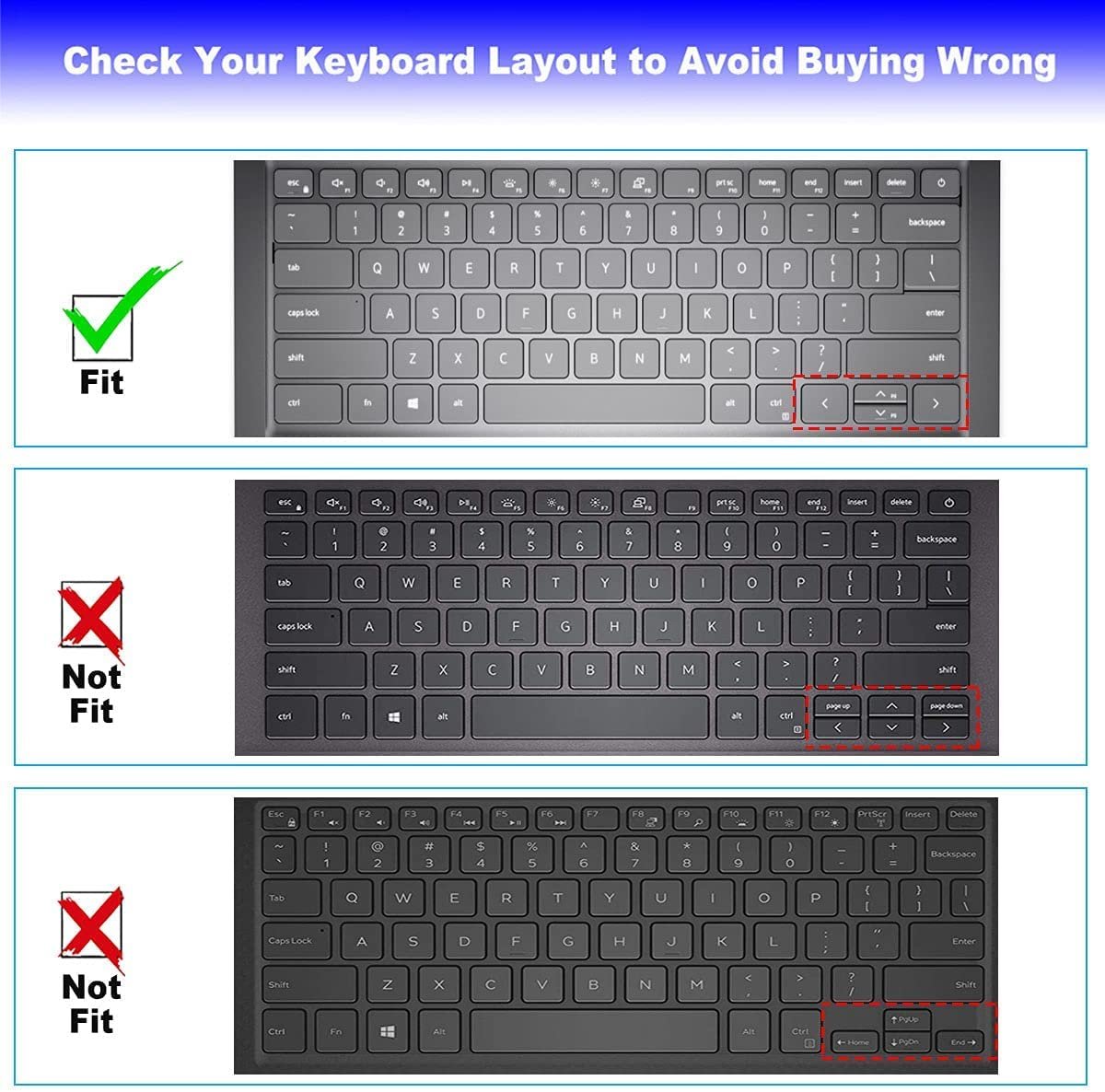 Saco Laptop Keyboard Cover Compatible for Dell inspiron 14 (5430 5435 7420 7430) & Dell Vostro 14 (3420 3425 3435 5320) 14inch Laptops (Transparent) - Image 2