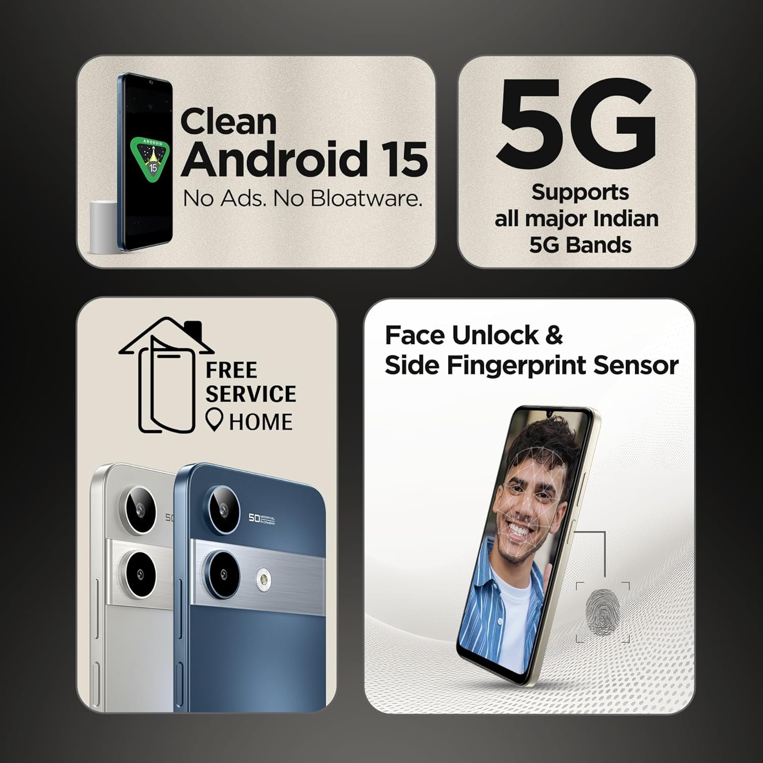 Lava Storm Play 5G (Dune Titanium, 8+8*GB RAM, 256 GB Storage)|India's First MT D7060 Processor with 525k Antutu |50 MP AI Camera | 6.75" HD+ Display| 5000 mAh Battery |IP64 Dust & Water Proof - Image 10