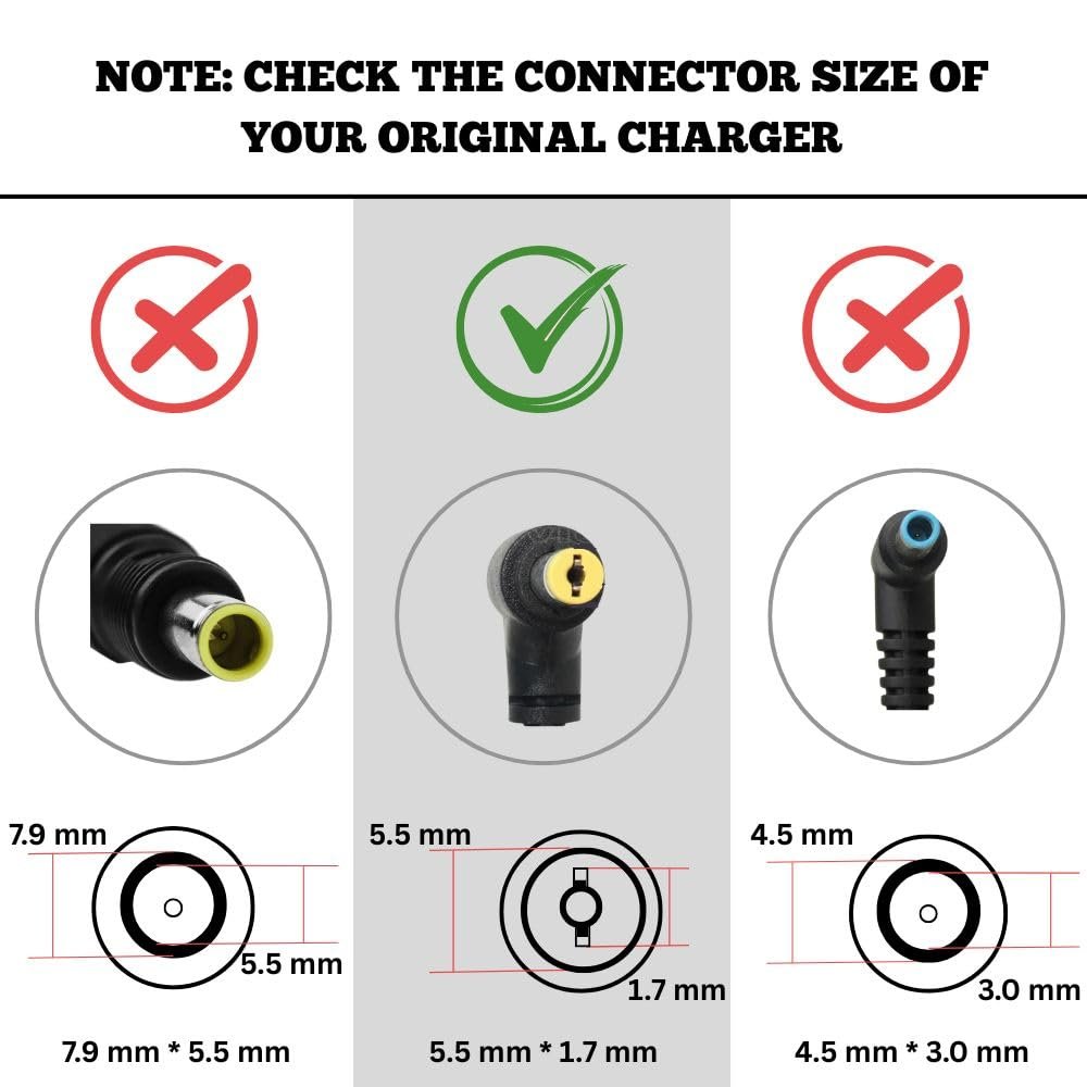 LAPGRADE 19V 3.42A Adapter Charger for Acer TravelMate 200 2000 210 2100 2200 225 2310 2350 240 2400 2410 2420 2430 2440 2450 2460 2470 2480 2490 Series (Without Power Cable) - Image 2