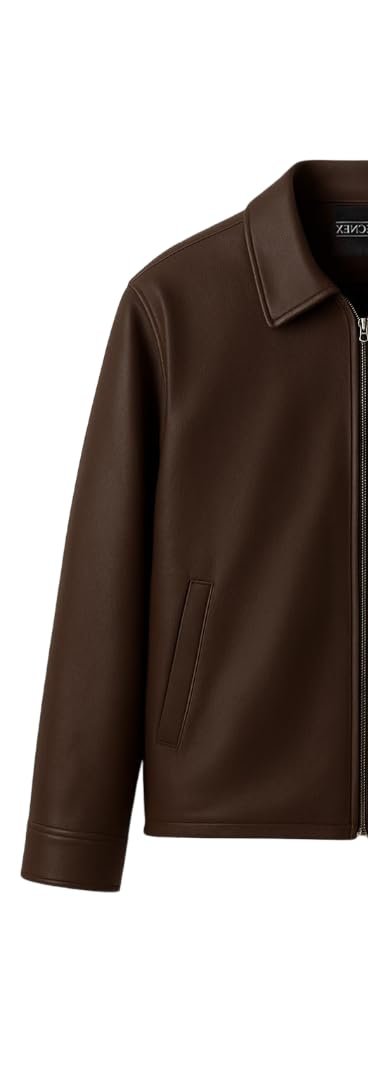 lmntrix Men’s Classic Brown Faux Leather Jacket | Stylish Front Zip Closure | Premium Soft Lining | Casual & Winter Wear Outerwear | Classic Premium Editions - Image 5