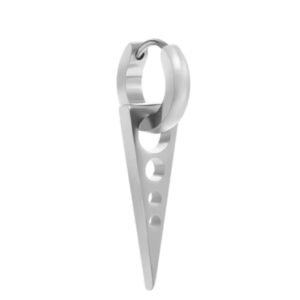 THE MEN THING SPIKE DROP SILVER – Pure Titanium Steel Ear Hoop Earrings for Men & Boys