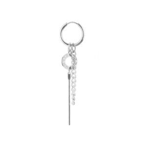 THE MEN THING LINKER LOOP – SILVER – Pure Titanium Steel Ear Hoop Earrings for Men & Boys