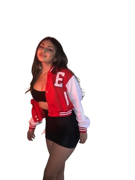 Varsity Jacket for Women| Casual Wear Crop Half Sleeve Red & White Jacket (Size S,XXL) - Image 3