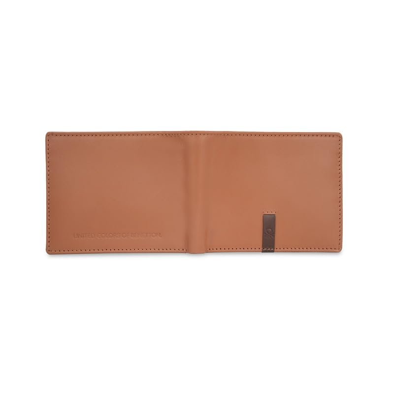 UNITED COLORS OF BENETTON Men RFID Protected Derwent Slimfold Wallet - Tan+Brown, No. of Card Slot: 8 | Tape Inlayed Slimfold Wallet with Side Closure | Leather - Image 4