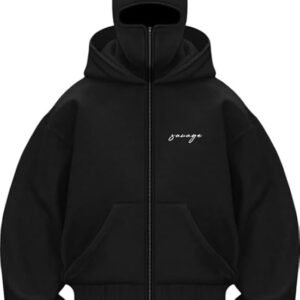 BE SAVAGE Balaclava Zipper Hoodie for Men Heavyweight Ninja Hoodies for Men