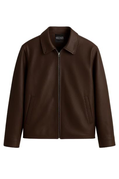 Men’s Classic Brown Faux Leather Jacket | Stylish Front Zip Closure | Premium Soft Lining | Casual & Winter Wear Outerwear | Premium Editions