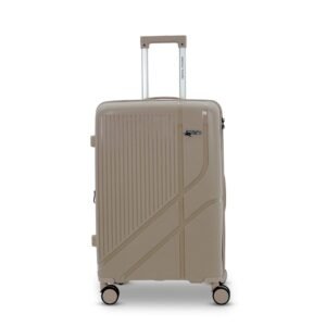 AMERICAN TRAVELLER TourisPoineer Trolley Bags Cabin – Large Polypropylene Hardshell Expandable Travel Luggage Bag with 8 Disc Wheels & TSA Type Lock. (Small 20, Beige)