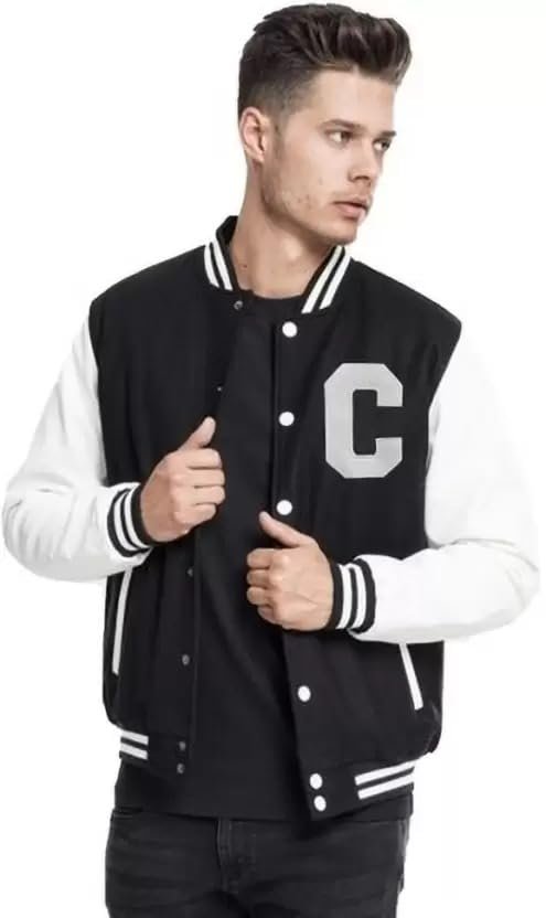 Men's varsity jacket for winter wear full sleeves casual jacket letterman cotton fleece