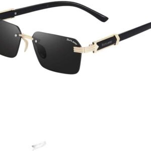 Rectangular Rimless Sunglasses for Men and Women