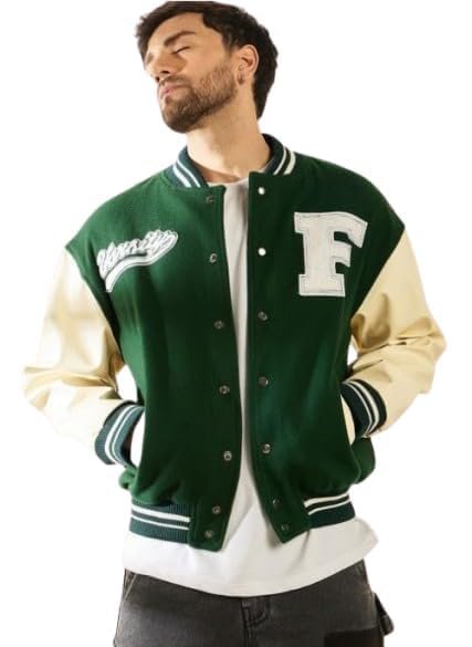 Men's varsity jacket for winter wear full sleeves casual jacket letterman cotton fleece - Image 3