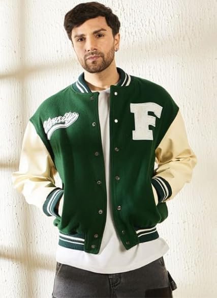 Men's varsity jacket for winter wear full sleeves casual jacket letterman cotton fleece - Image 4