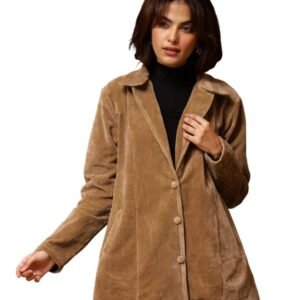 SAY Brown Solid Velvet Long Sleeves Jacket for Women SE-JKT-26_P