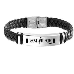 M Men Style Seeta Ram Braided Leather Weave Bracelets for Mens Women Magnetic Lock Clasp Genuine Bracelet Wristband Vintage Cuff Jewelry Friendship Couple Black