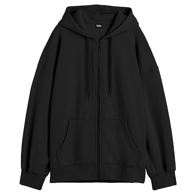 Women’s Solid Zip-Up Hoodie Jacket – Long Sleeve Hooded Neck Lightweight Casual Outerwear