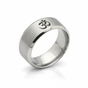 THE MEN THING OM SILVER – Titanium Steel Ring for Men & Boys (Size : 22)