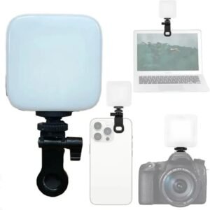 LED Video Light for Phone, Camera, Laptop, Meeting, Photography, and Lighting, 360° Rotation, Rechargeable with Clip & Type C, Dimmable & Rechargeable