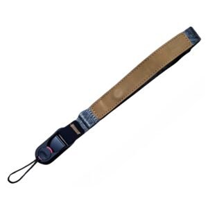 Premium Camera Hand Strap, Leather and Canvas, Quick-Release Buckle, Magnetic Brown and Gray (Brown and Grey)
