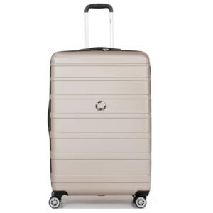 DELSEY PARIS Margot 78 cms Large Check-in Polycarbonate Hard Sided 8 Wheels and Expandable Spinner Suitcase/Trolley Bag for Travel with TSA Lock- Gold