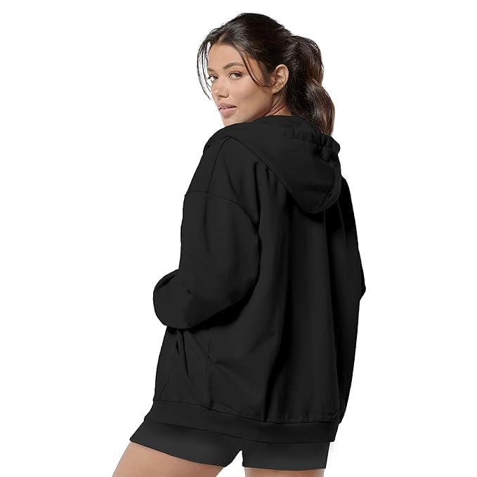 Women’s Solid Zip-Up Hoodie Jacket – Long Sleeve Hooded Neck Lightweight Casual Outerwear - Image 2