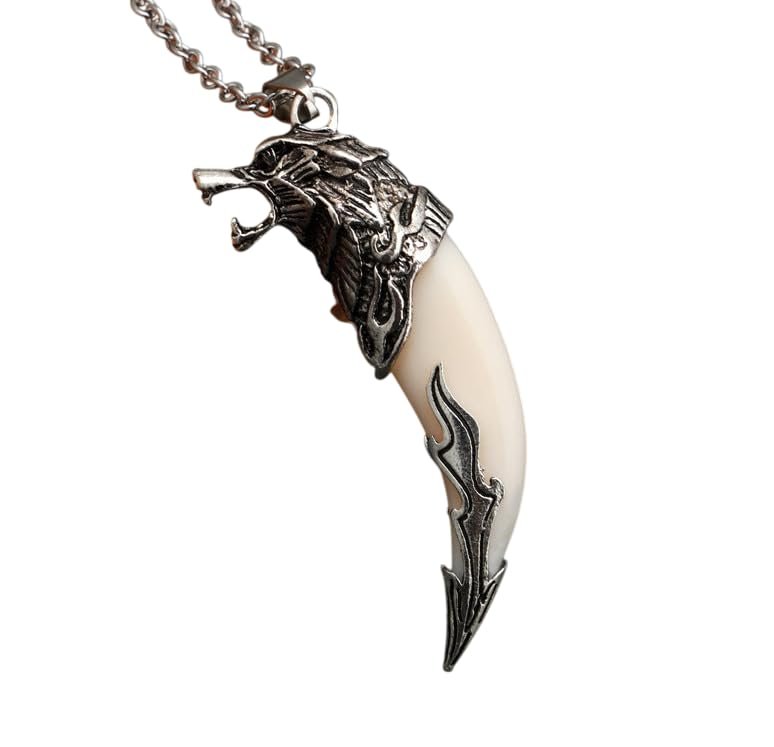 SALTY ALPHA White Lion Teeth Locket for Men & Boys | Anti Tarnish | Stylish Locket Chain | Latest Fashion Jewellery Accessories | Minimal Jewelry | Ideal for Gifting | Gift for Diwali, Christmas, Marriage, Birthday