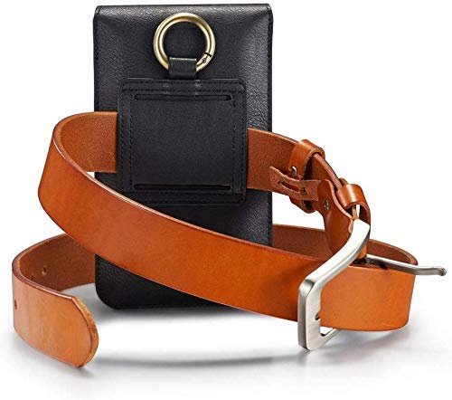 Genuine Leather Royal Double Mobile Pouch Belt Clip Cases Waist Bag Pack for OnePlus Nord CE5 - Black (2 Pocket for 6.5 inch and 5.5 inch Mobile) - Image 8