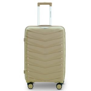 AMERICAN TRAVELLER Velocity Luggage Trolley Bag | Travel Suitcase | Lightweight Polypropylene| Durable Hardshell | TSA Type Lock | 360° Dual Spinner Wheels (24, Khaki)