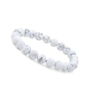 Naturals Howlite Bracelet for Men and Women | 8 mm Round Cut Beads | Unisex Healing Stone Bracelet for Calmness and Stress Relief