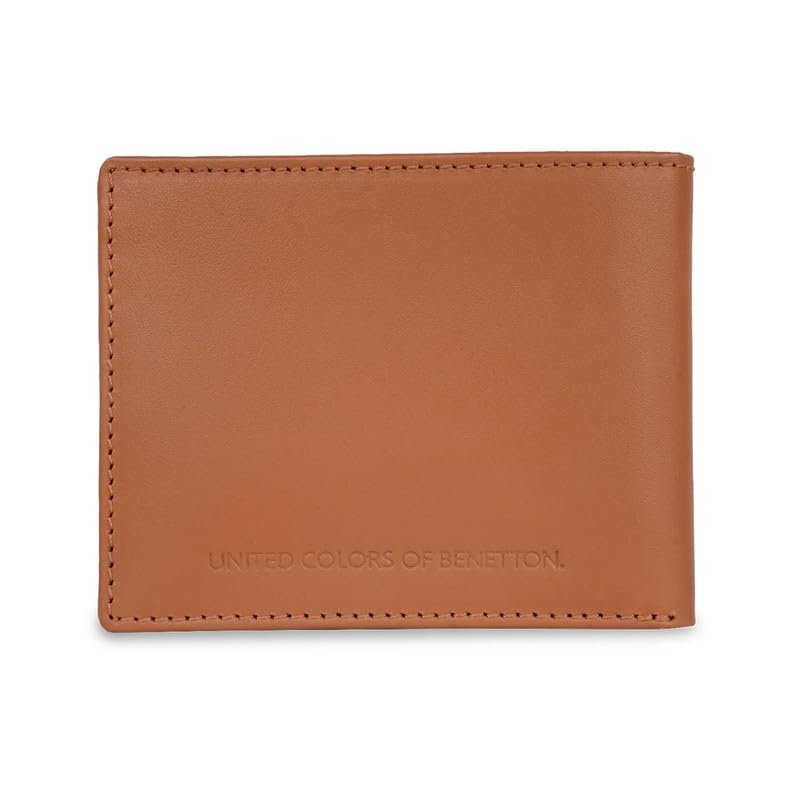 UNITED COLORS OF BENETTON Men RFID Protected Derwent Slimfold Wallet - Tan+Brown, No. of Card Slot: 8 | Tape Inlayed Slimfold Wallet with Side Closure | Leather - Image 3